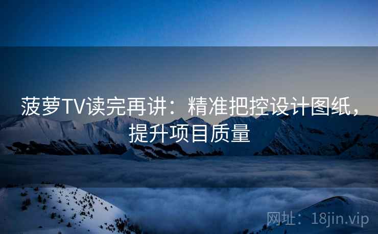 菠萝TV读完再讲：精准把控设计图纸，提升项目质量