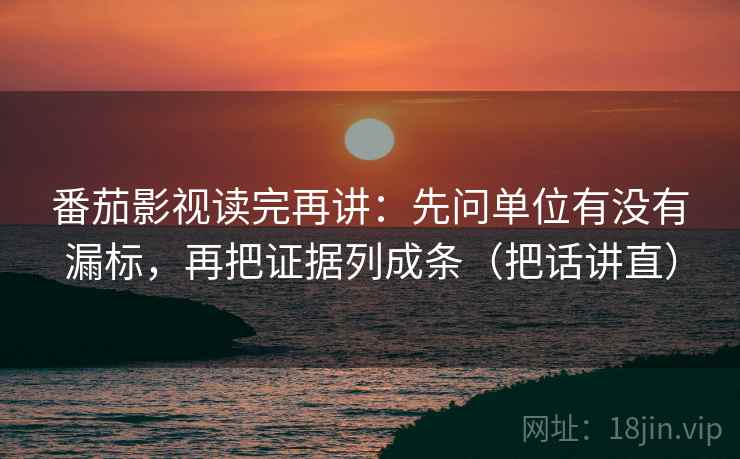 番茄影视读完再讲：先问单位有没有漏标，再把证据列成条（把话讲直）