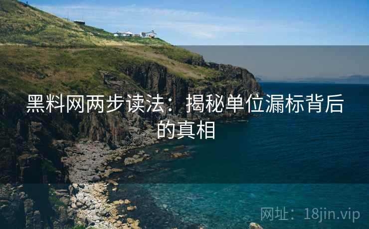 黑料网两步读法：揭秘单位漏标背后的真相